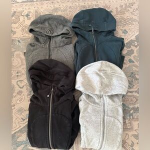 Bundle 4 Lululemon original scuba full zip hoodie sweatshirt black grey Size 6
